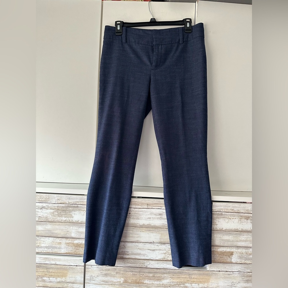 ๐ Calvin Klein Navy Textured Straight Leg Dress Pants Size 4 Gold Logo